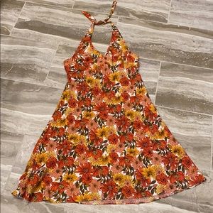 Ann Taylor Floral Midi Dress - Red, Yellow, Green